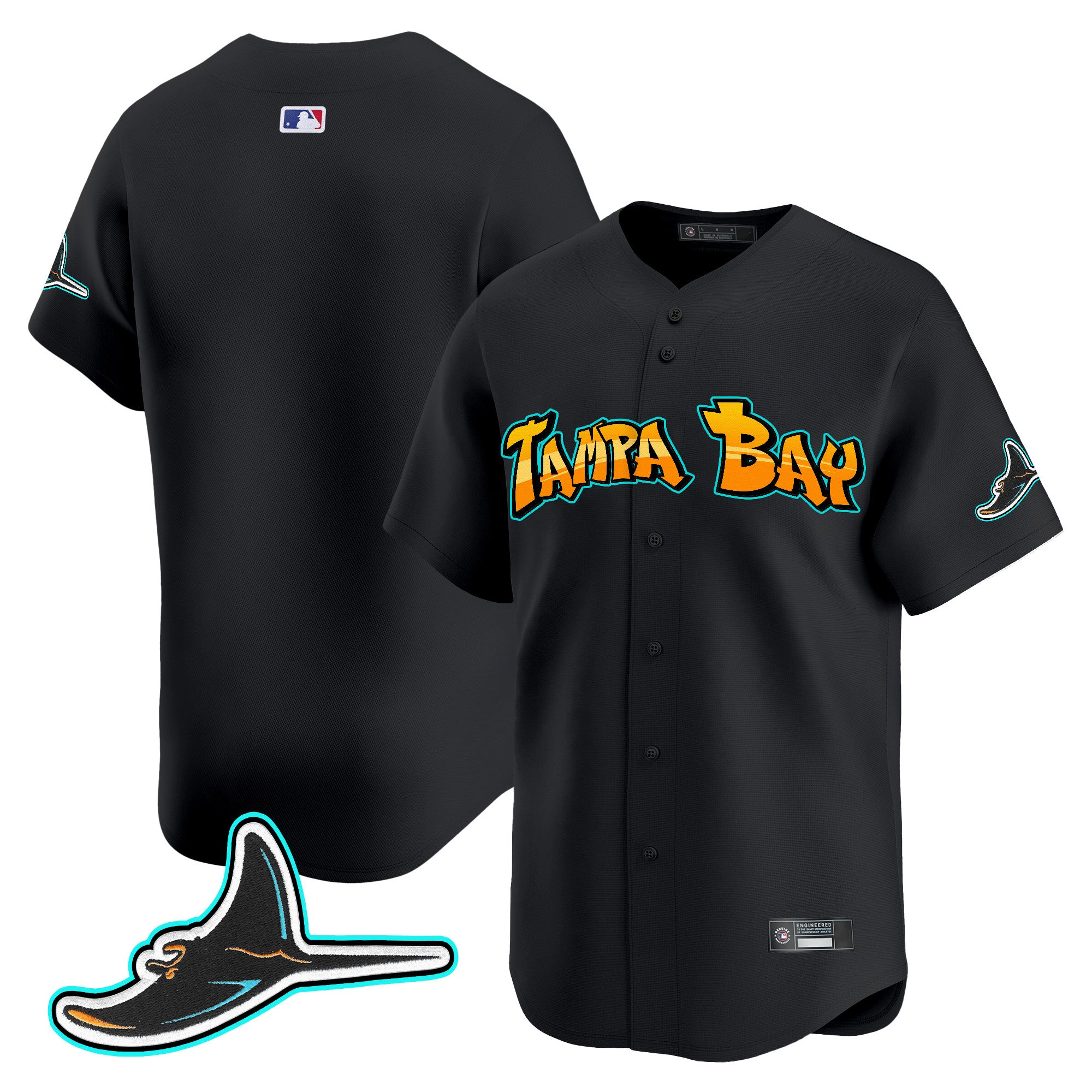 Men's Tampa Bay Rays 'Graffiti Gulfside Edition' Vapor Premier Limited Jersey - All Stitched - Black, Team