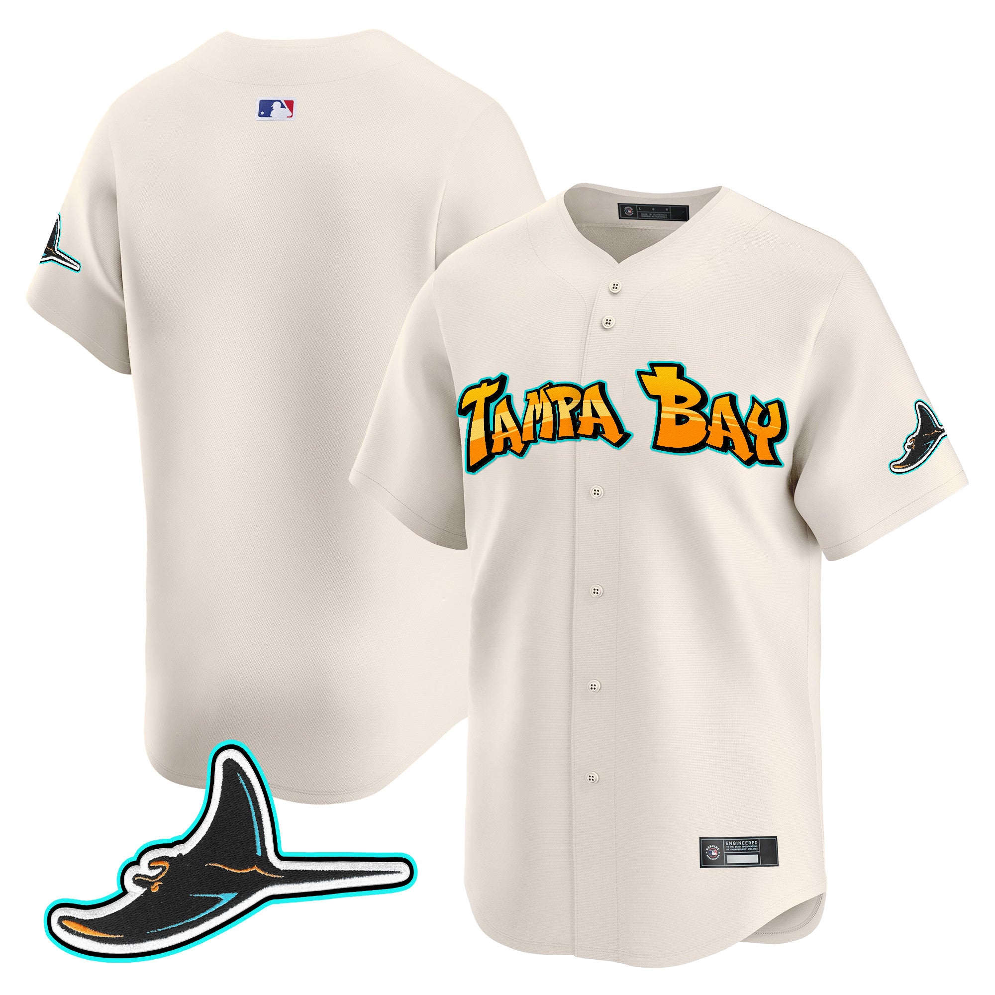 Men's Tampa Bay Rays 'Graffiti Gulfside Edition' Vapor Premier Limited Jersey - All Stitched - Cream, Team