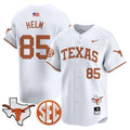 Men's Texas Longhorns 2024 Vapor Premier Baseball Jersey - All Stitched - White, Gunnar Helm