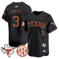 Men's Texas Longhorns 2024 Vapor Premier Baseball Jersey - All Stitched - Black, Quinn Ewers