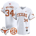 Men's Texas Longhorns 2024 Vapor Premier Baseball Jersey - All Stitched - White, Ricky Williams
