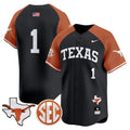 Men's Texas Longhorns 2024 Vapor Premier Baseball Jersey - All Stitched - Black Alternate, #1 Team