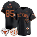 Men's Texas Longhorns 2024 Vapor Premier Baseball Jersey - All Stitched - Black, Gunnar Helm