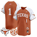 Men's Texas Longhorns 2024 Vapor Premier Baseball Jersey - All Stitched - Orange Alternate, #1 Team