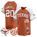 Men's Texas Longhorns 2024 Vapor Premier Baseball Jersey - All Stitched - Orange Alternate, Earl Campbell