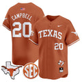 Men's Texas Longhorns 2024 Vapor Premier Baseball Jersey - All Stitched - Texas Orange, Earl Campbell