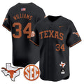Men's Texas Longhorns 2024 Vapor Premier Baseball Jersey - All Stitched - Black, Ricky Williams