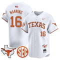 Men's Texas Longhorns 2024 Vapor Premier Baseball Jersey - All Stitched - White, Arch Manning