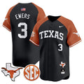 Men's Texas Longhorns 2024 Vapor Premier Baseball Jersey - All Stitched - Black Alternate, Quinn Ewers