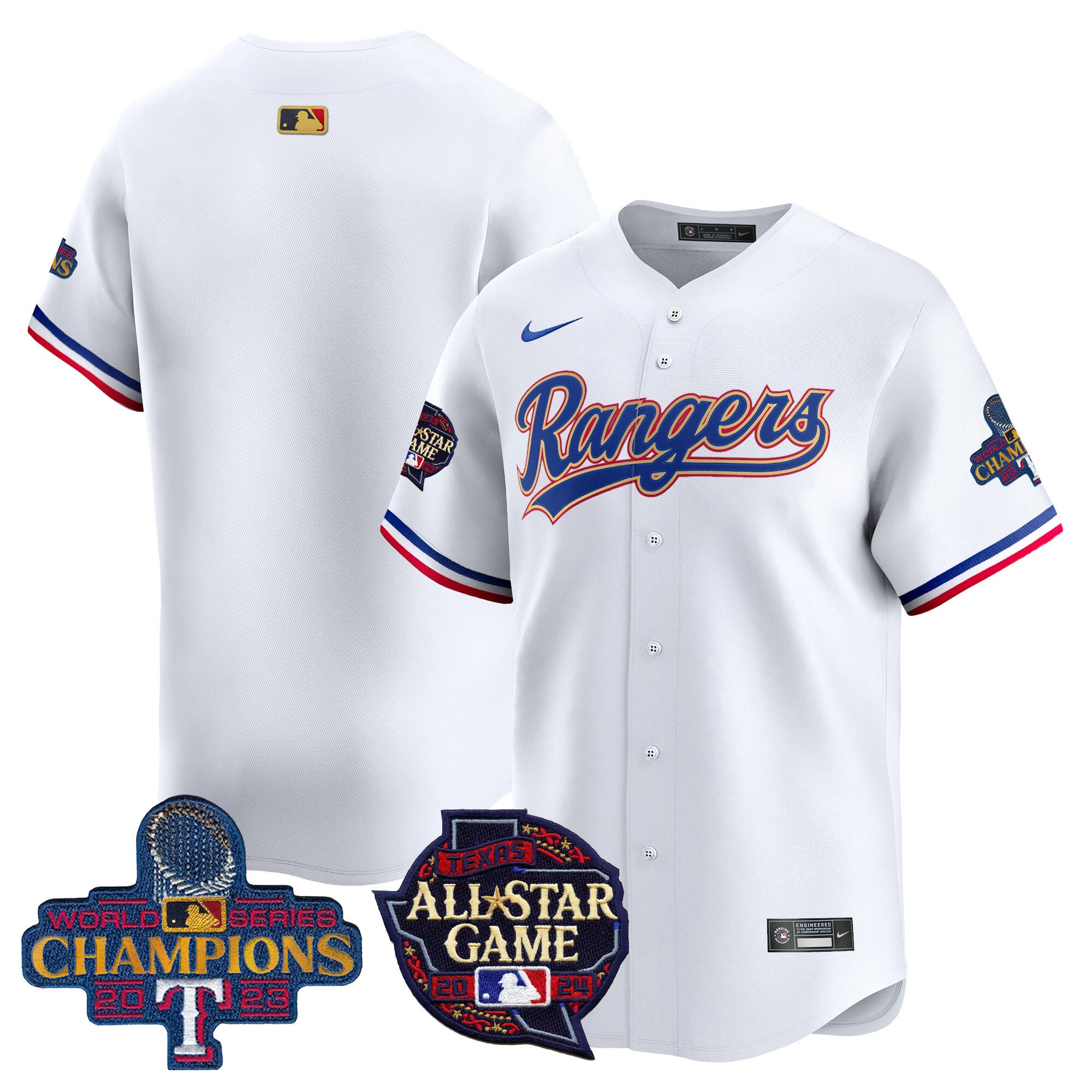 Men's Texas Rangers 2024 All Star Game Patch Vapor Premier Limited Jersey - All Stitched - White, Team