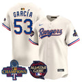 Men's Texas Rangers 2024 All Star Game Patch Vapor Premier Limited Jersey - All Stitched - Cream, Adolis Garcia
