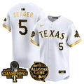 Men's Texas Rangers 2024 All Star Game Patch Vapor Premier Limited Jersey - All Stitched - White Gold, Corey Seager