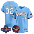 Men's Texas Rangers 2024 All Star Game Patch Vapor Premier Limited Jersey - All Stitched - Blue, Evan Carter