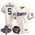 Men's Texas Rangers 2024 All Star Game Patch Vapor Premier Limited Jersey - All Stitched - Cream, Corey Seager