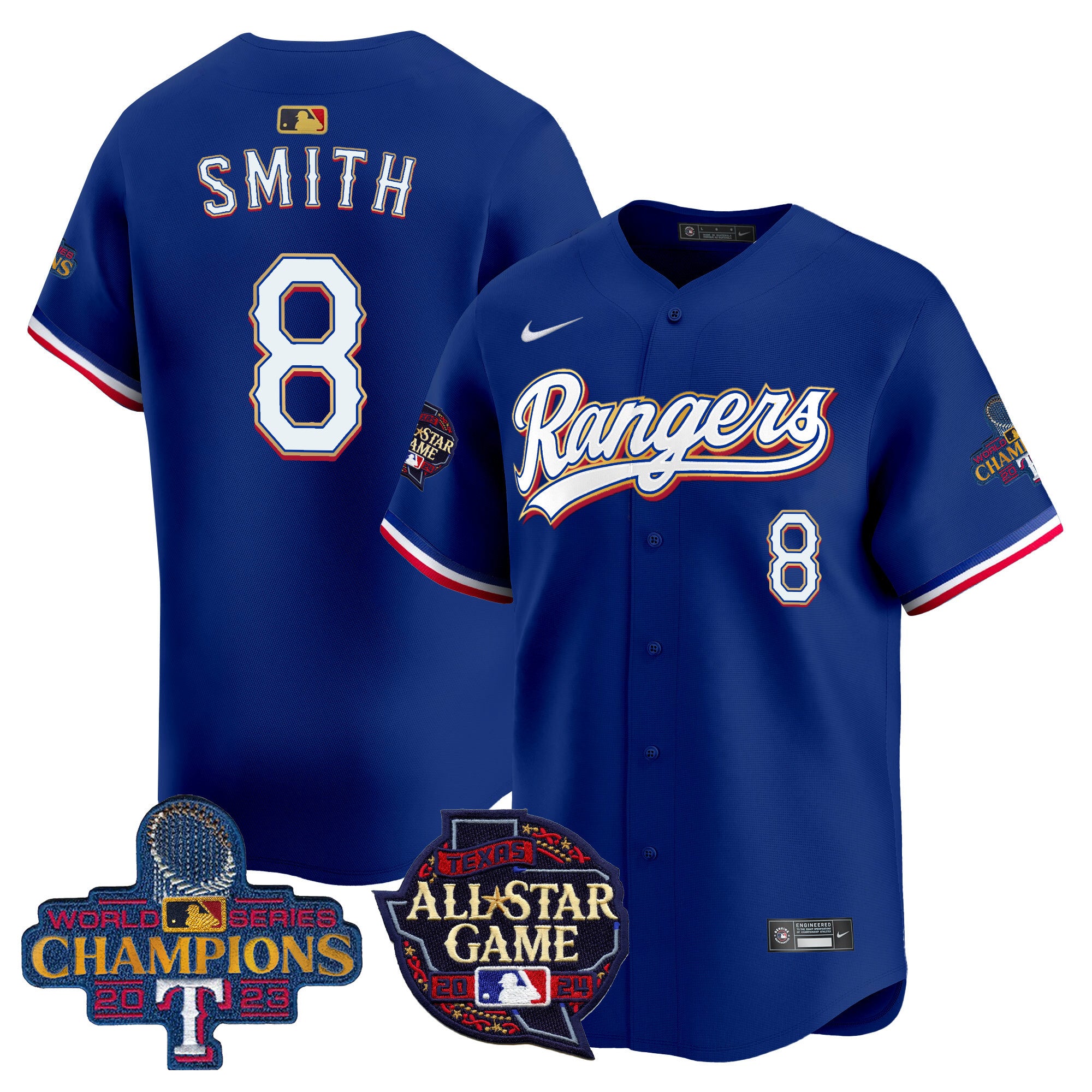 Men's Texas Rangers 2024 All Star Game Patch Vapor Premier Limited Jersey - All Stitched - Royal, Josh Smith
