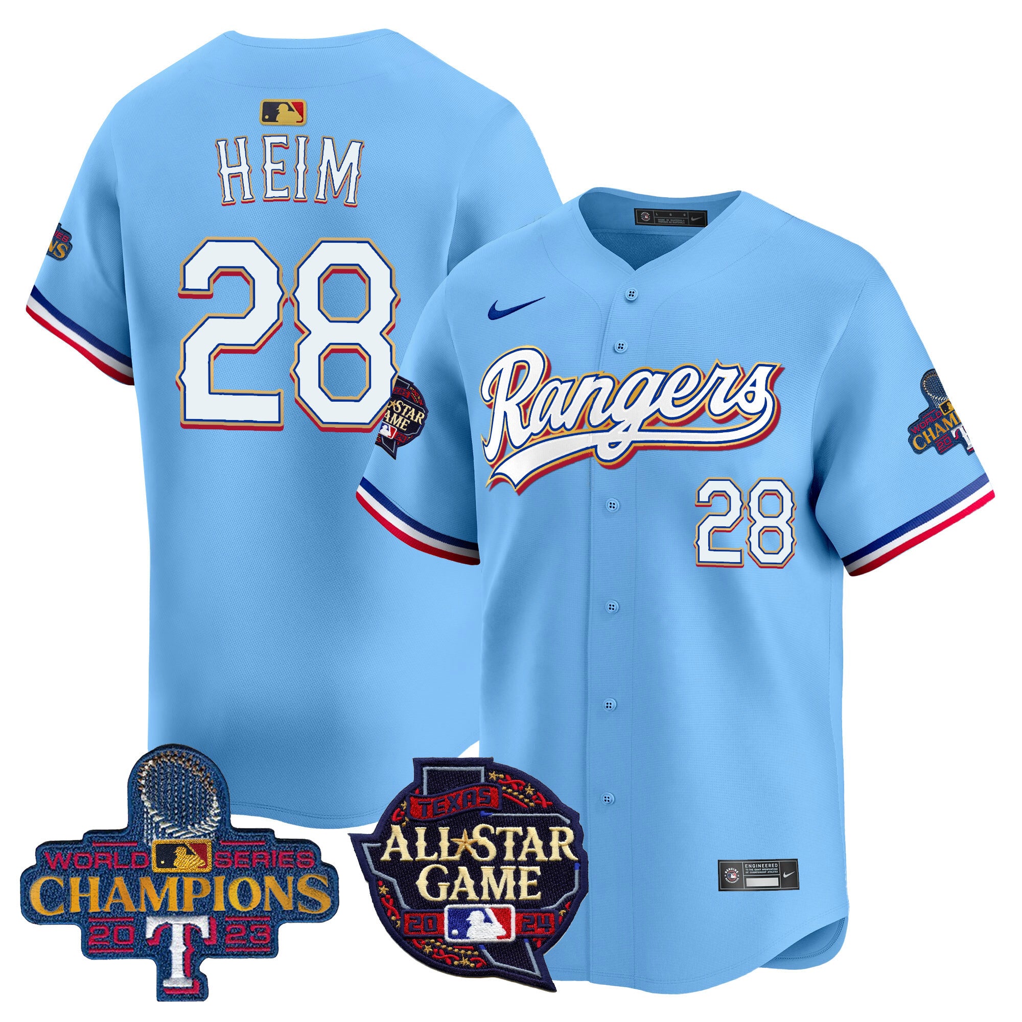 Men's Texas Rangers 2024 All Star Game Patch Vapor Premier Limited Jersey - All Stitched - Blue, Jonah Heim