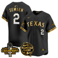 Men's Texas Rangers 2024 All Star Game Patch Vapor Premier Limited Jersey - All Stitched - Black Gold, Marcus Semien