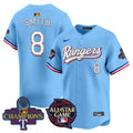 Men's Texas Rangers 2024 All Star Game Patch Vapor Premier Limited Jersey - All Stitched - Blue, Josh Smith