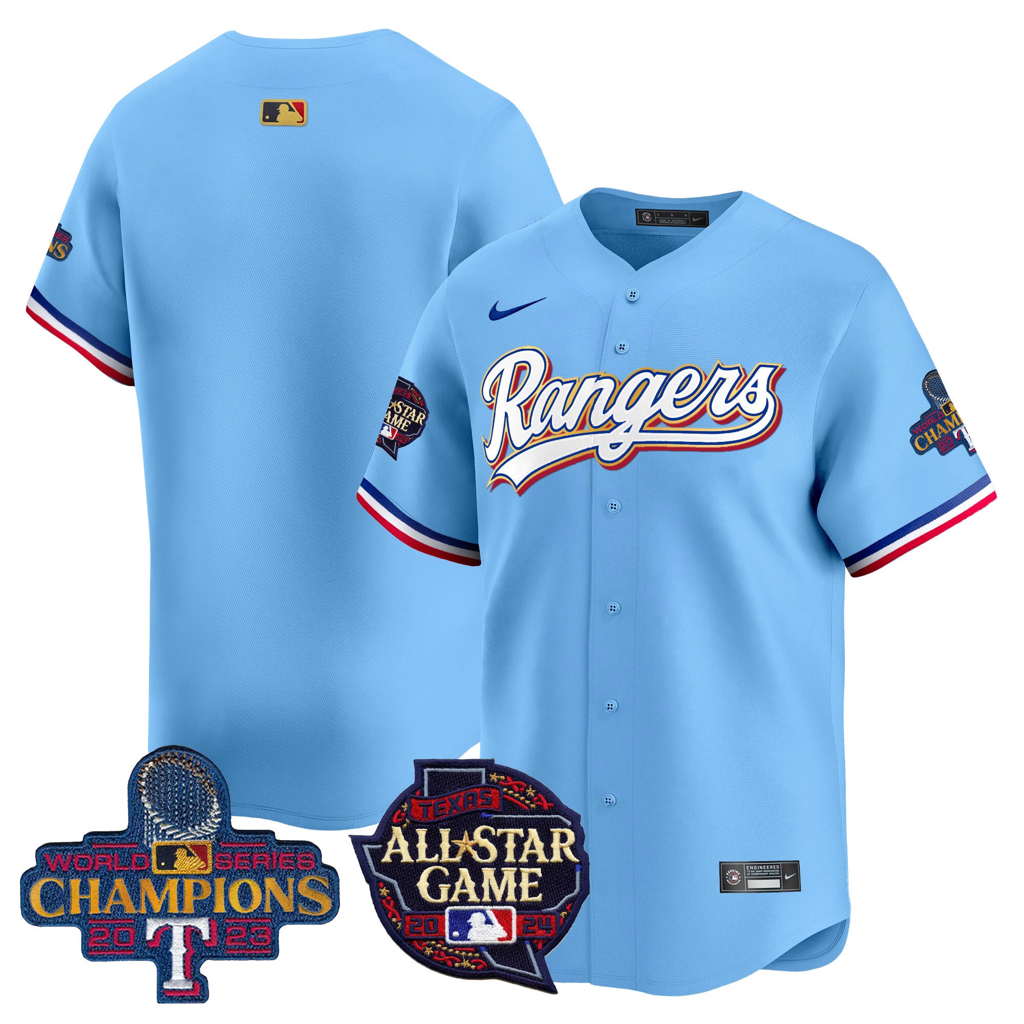 Men's Texas Rangers 2024 All Star Game Patch Vapor Premier Limited Jersey - All Stitched - Blue, Team