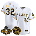 Men's Texas Rangers 2024 All Star Game Patch Vapor Premier Limited Jersey - All Stitched - White Gold, Evan Carter
