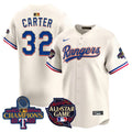 Men's Texas Rangers 2024 All Star Game Patch Vapor Premier Limited Jersey - All Stitched - Cream, Evan Carter