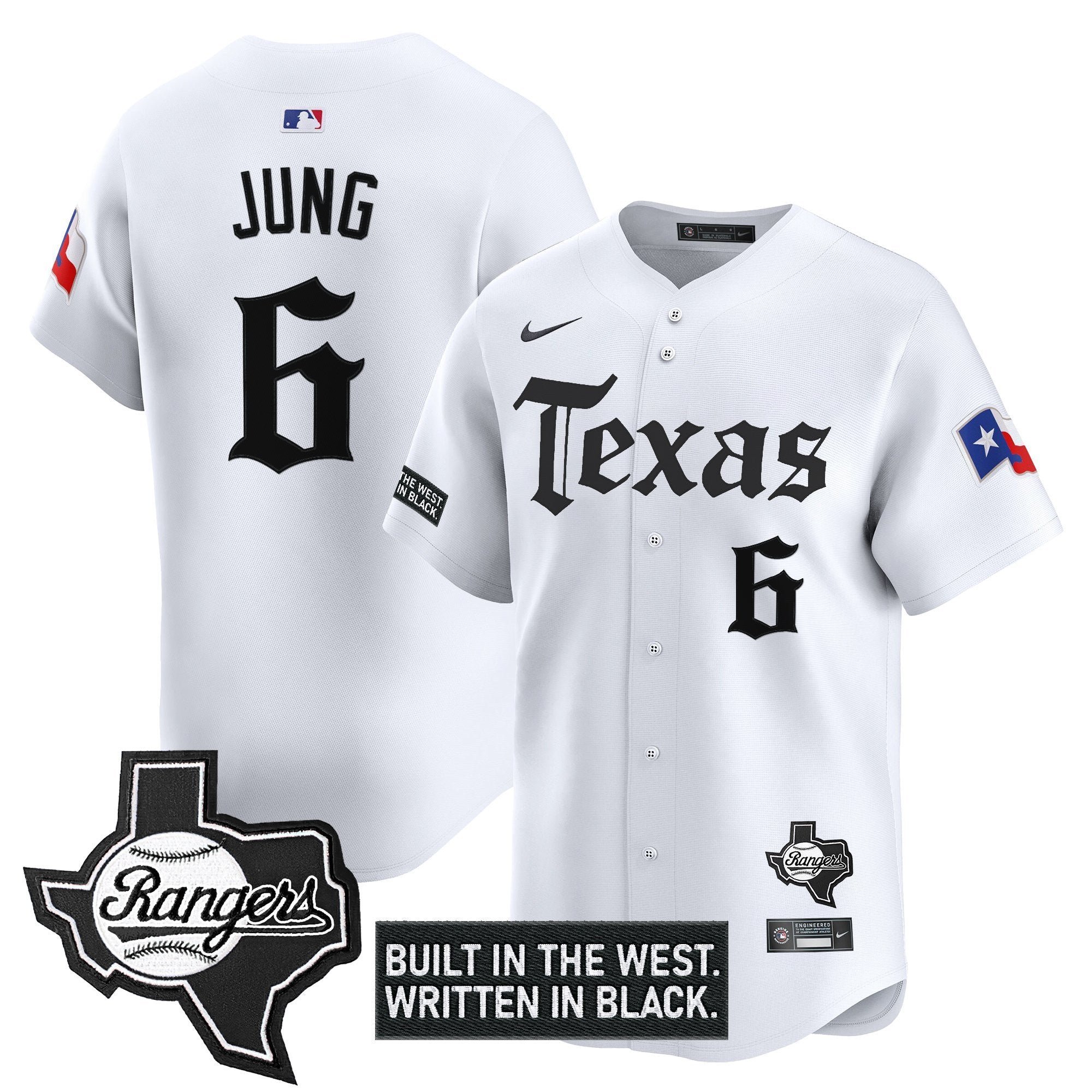 Men's Texas Rangers 'Gothic Frontier Edition' Vapor Premier Limited Jersey - All Stitched - White, Josh Jung