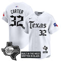 Men's Texas Rangers 'Gothic Frontier Edition' Vapor Premier Limited Jersey - All Stitched - White, Evan Carter