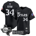 Men's Texas Rangers 'Gothic Frontier Edition' Vapor Premier Limited Jersey - All Stitched - Black, Nolan Ryan