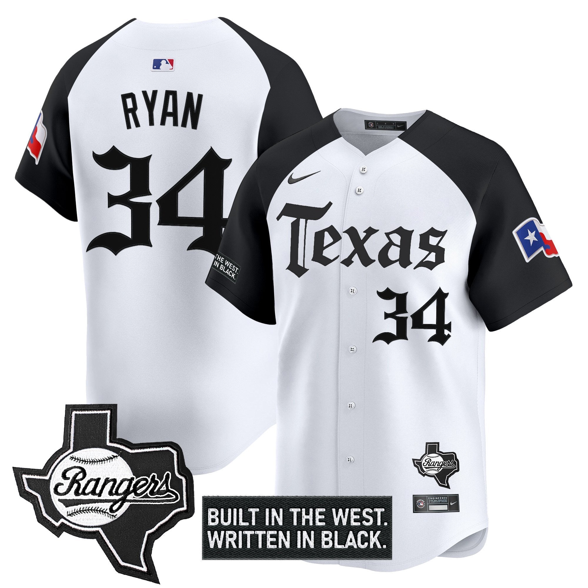 Men's Texas Rangers 'Gothic Frontier Edition' Vapor Premier Limited Jersey - All Stitched - Alternate, Nolan Ryan