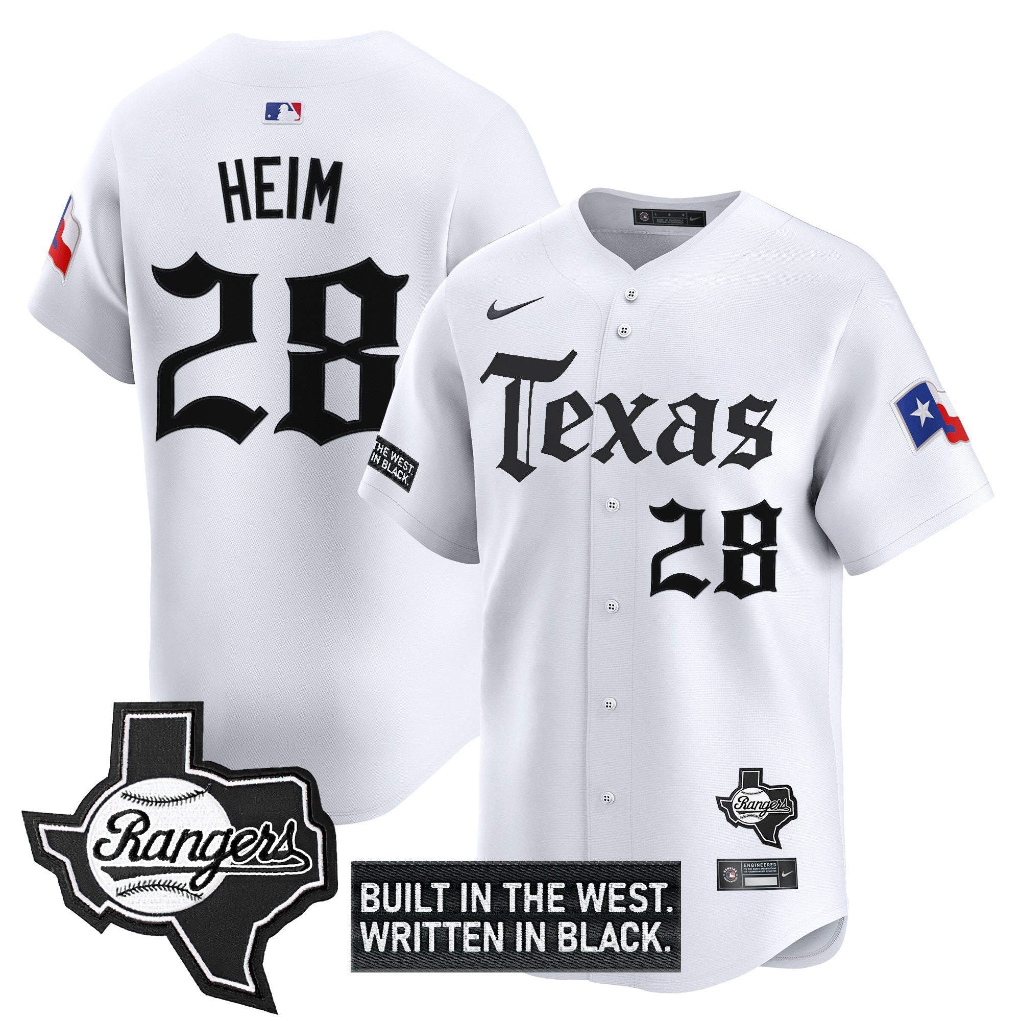 Men's Texas Rangers 'Gothic Frontier Edition' Vapor Premier Limited Jersey - All Stitched - White, Jonah Heim
