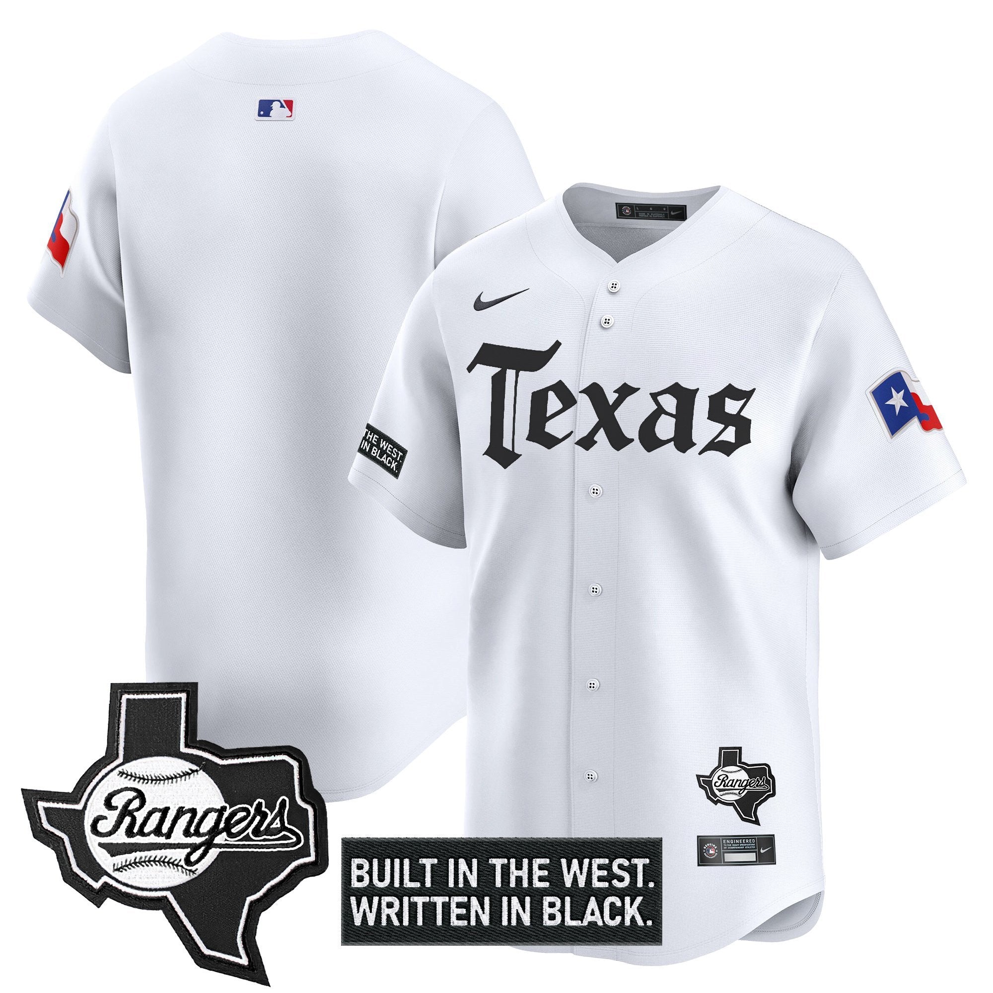 Men's Texas Rangers 'Gothic Frontier Edition' Vapor Premier Limited Jersey - All Stitched - White, Team