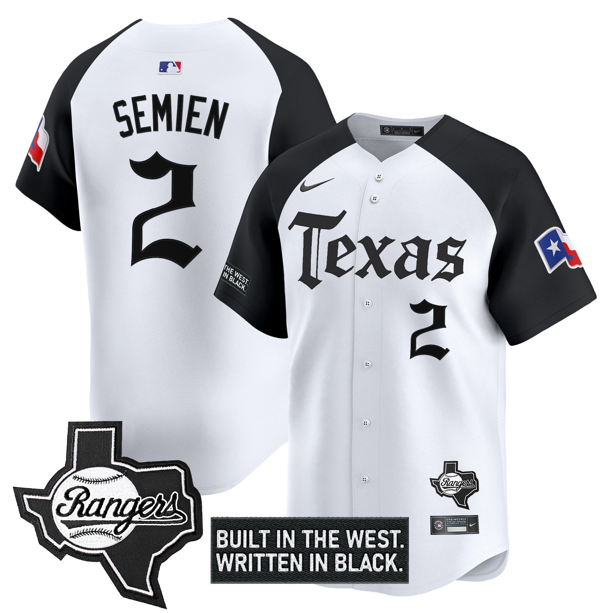 Men's Texas Rangers 'Gothic Frontier Edition' Vapor Premier Limited Jersey - All Stitched - Alternate, Marcus Semien