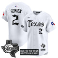 Men's Texas Rangers 'Gothic Frontier Edition' Vapor Premier Limited Jersey - All Stitched - White, Marcus Semien