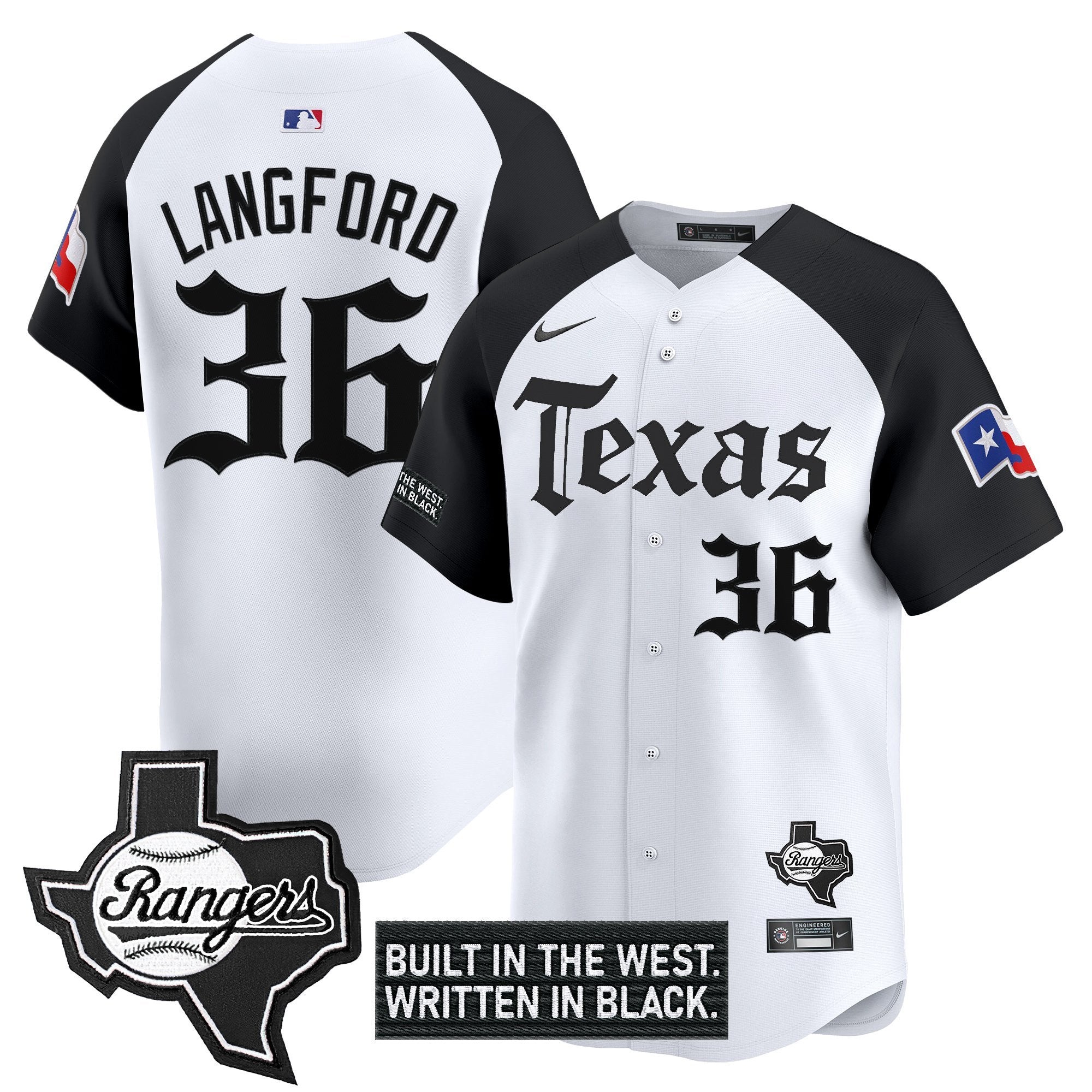 Men's Texas Rangers 'Gothic Frontier Edition' Vapor Premier Limited Jersey - All Stitched - Alternate, Wyatt Langford