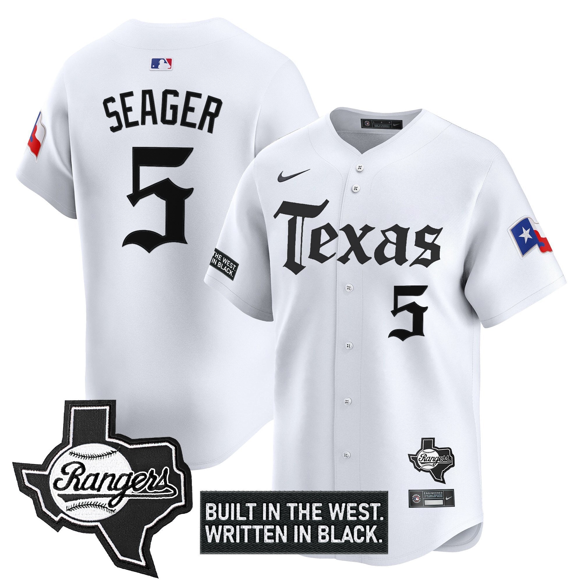 Men's Texas Rangers 'Gothic Frontier Edition' Vapor Premier Limited Jersey - All Stitched - White, Corey Seager