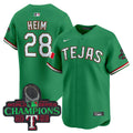 Men's Texas Rangers Mexico Champions Patch Vapor Premier Limited Jersey - All Stitched - Green, Jonah Heim