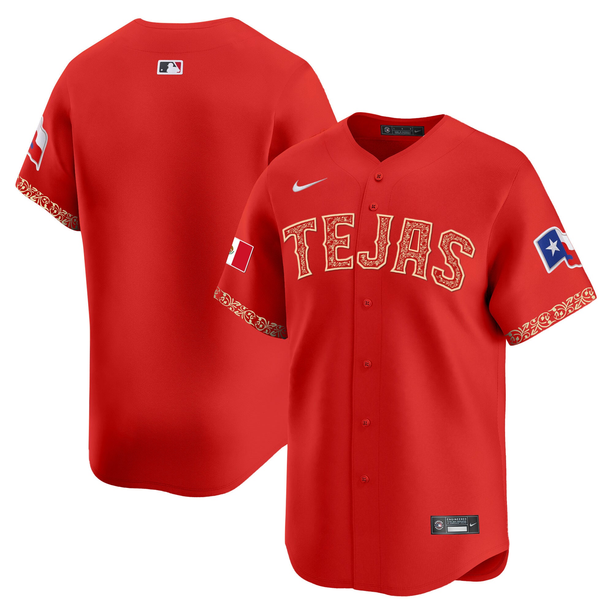 Men's Texas Rangers Mexico Champions Patch Vapor Premier Limited Jersey - All Stitched - Red, Team