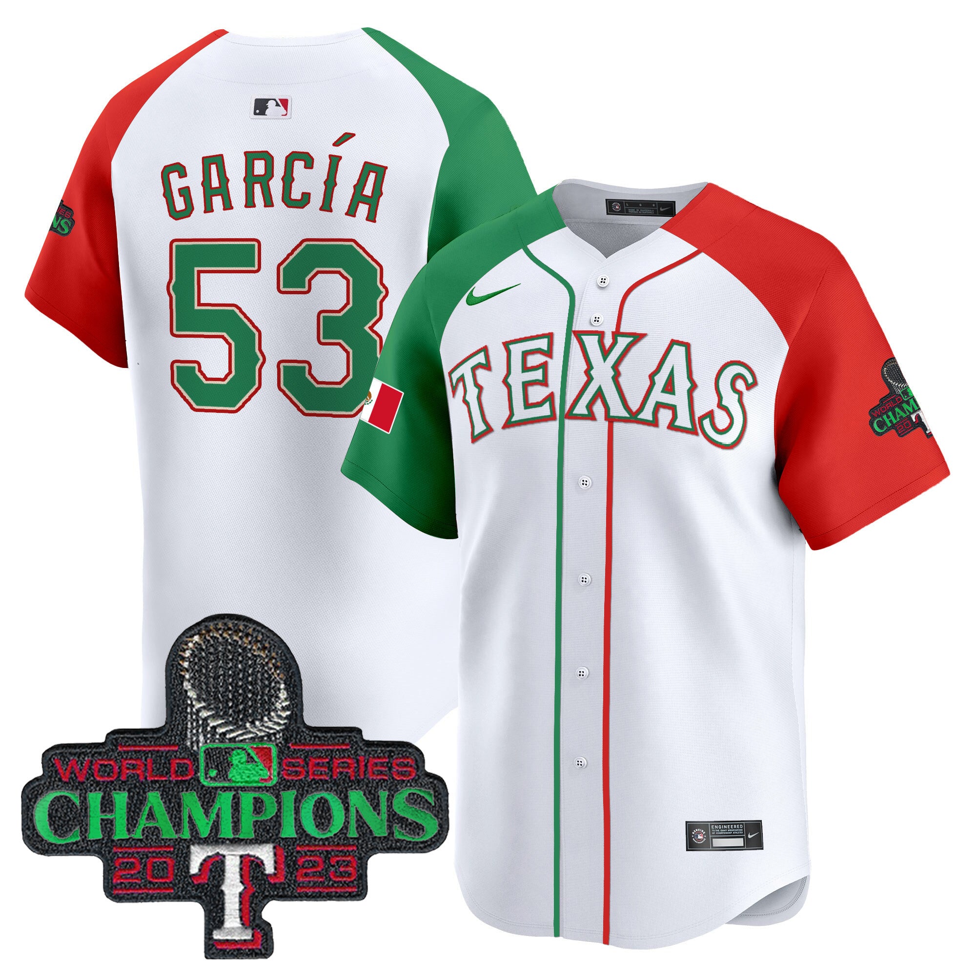 Men's Texas Rangers Mexico Champions Patch Vapor Premier Limited Jersey - All Stitched - Alternate, Adolis Garcia