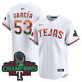 Men's Texas Rangers Mexico Champions Patch Vapor Premier Limited Jersey - All Stitched - White, Adolis Garcia