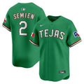 Men's Texas Rangers Mexico Vapor Premier Limited Jersey V2 - All Stitched - Green, Marcus Semien