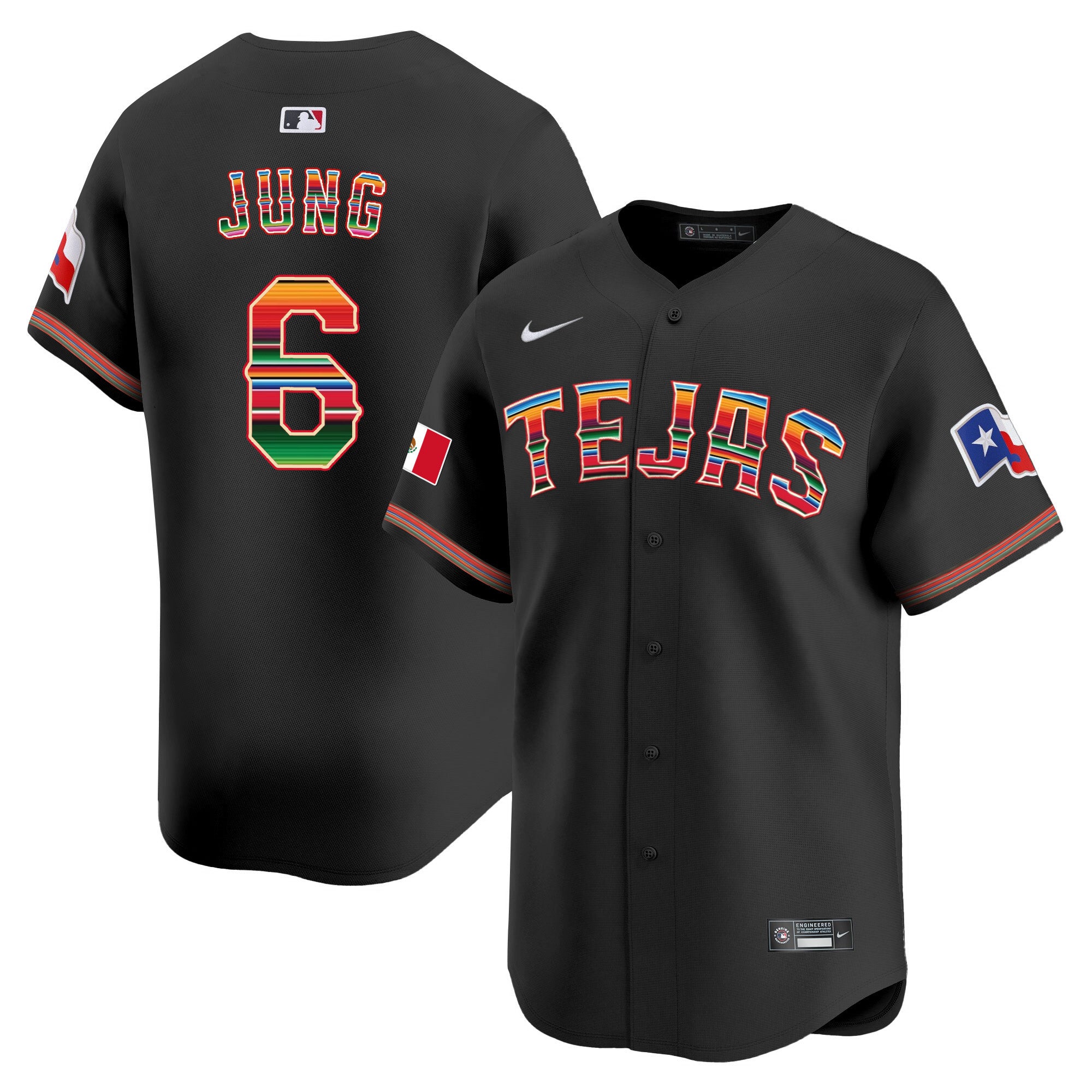 Men's Texas Rangers Mexico Vapor Premier Limited Jersey V2 - All Stitched - Black, Josh Jung