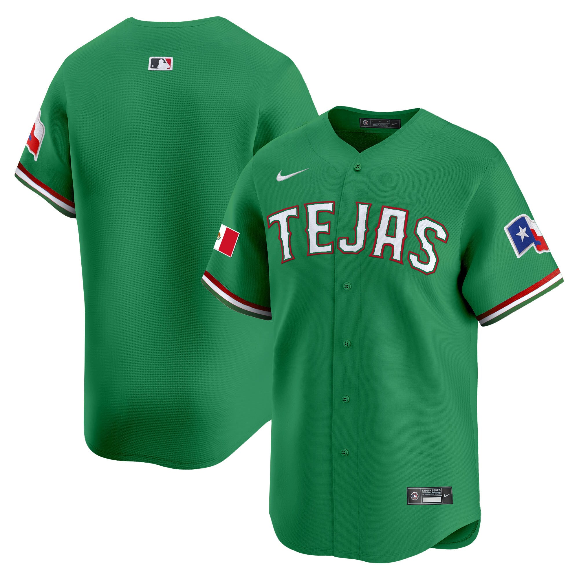 Men's Texas Rangers Mexico Vapor Premier Limited Jersey V2 - All Stitched - Green, Team