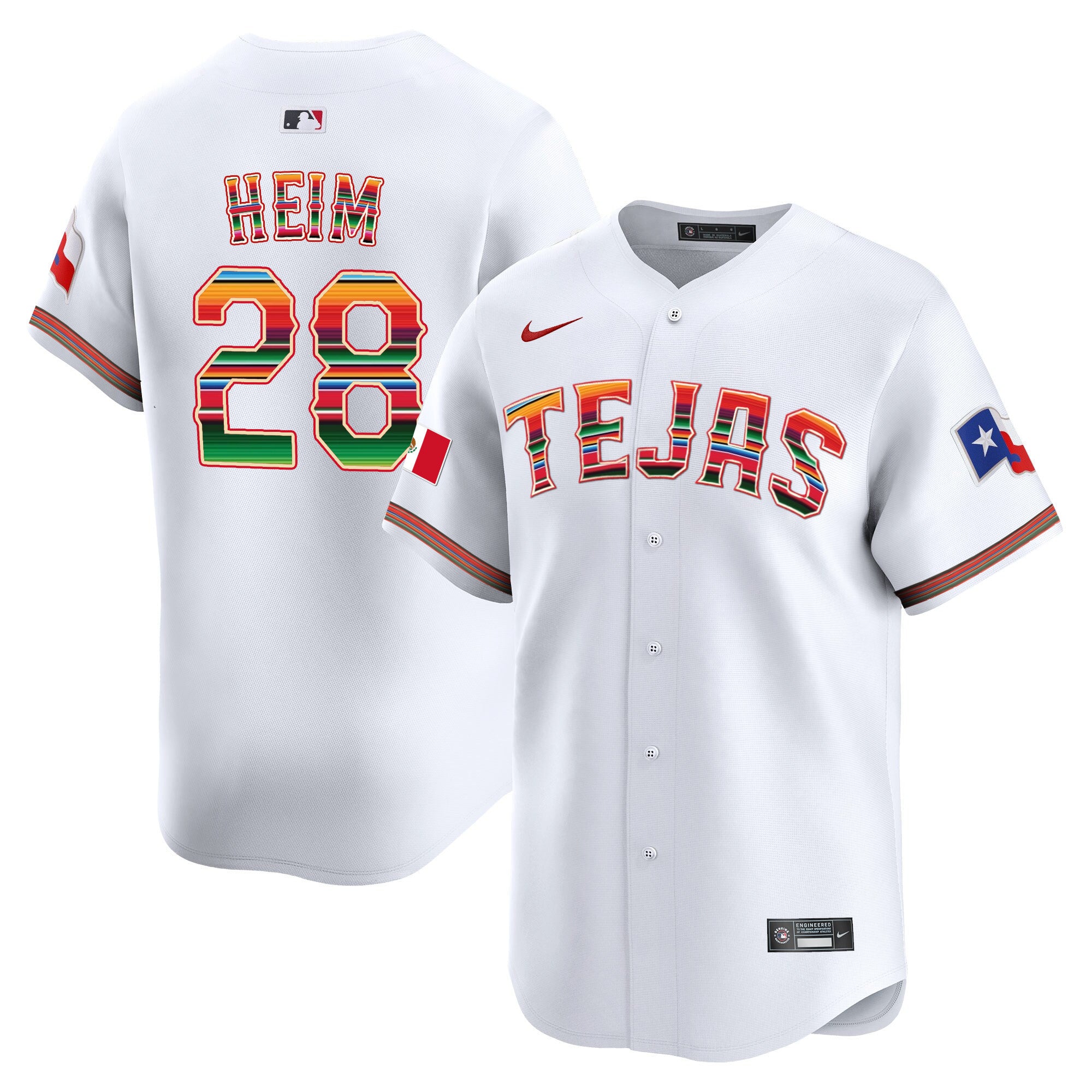 Men's Texas Rangers Mexico Vapor Premier Limited Jersey V2 - All Stitched - White, Jonah Heim