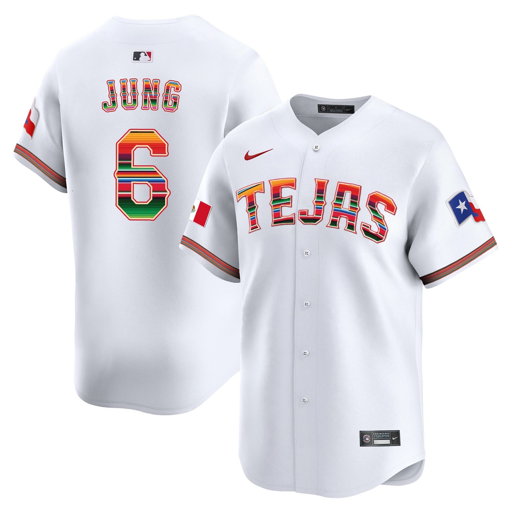 Men's Texas Rangers Mexico Vapor Premier Limited Jersey V2 - All Stitched - White, Josh Jung
