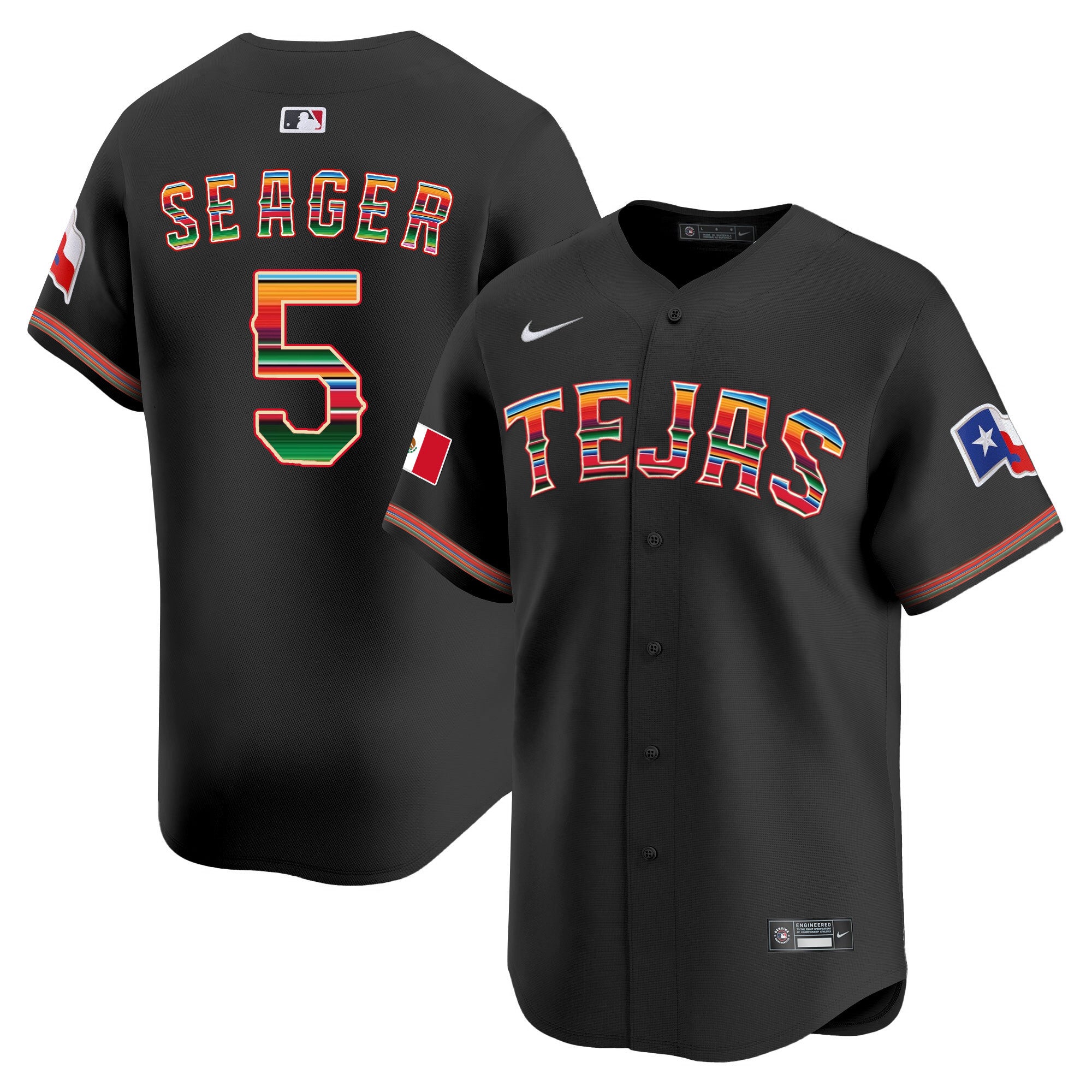 Men's Texas Rangers Mexico Vapor Premier Limited Jersey V2 - All Stitched - Black, Corey Seager
