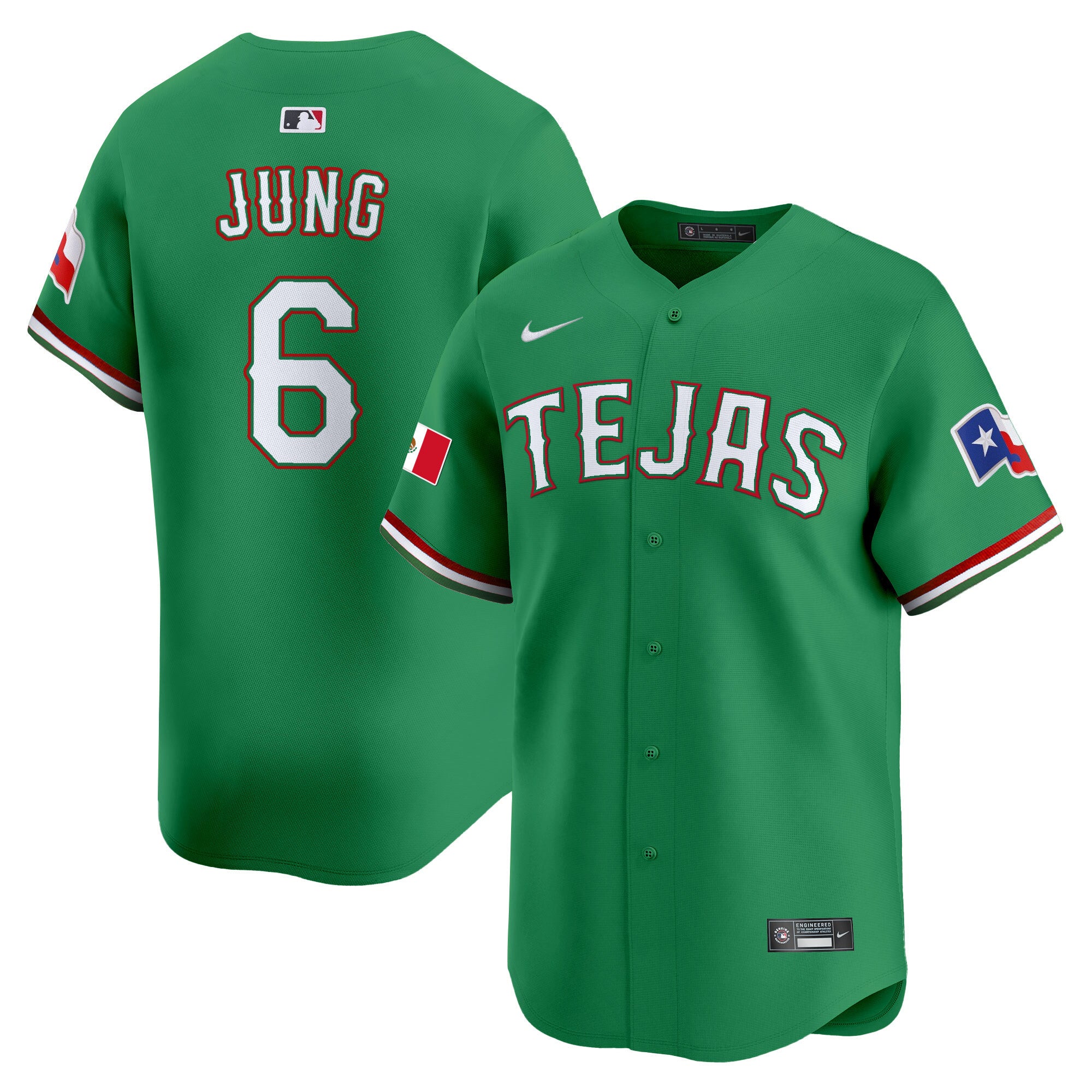 Men's Texas Rangers Mexico Vapor Premier Limited Jersey V2 - All Stitched - Green, Josh Jung