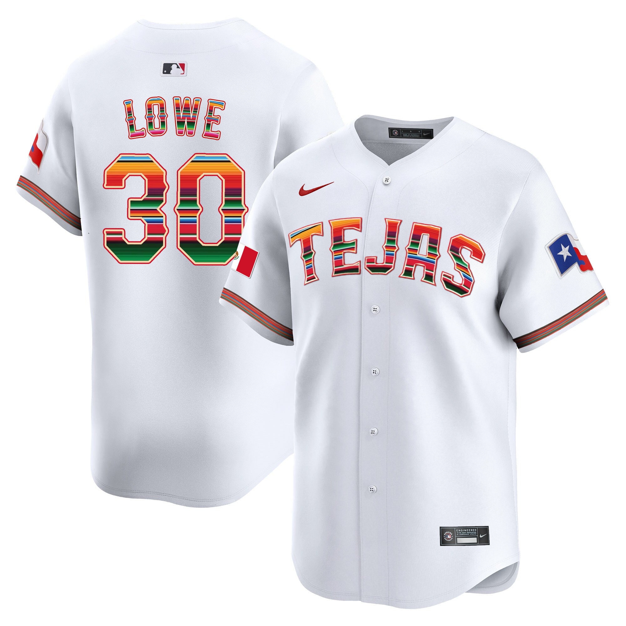 Men's Texas Rangers Mexico Vapor Premier Limited Jersey V2 - All Stitched - White, Nathaniel Lowe
