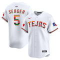Men's Texas Rangers Mexico Vapor Premier Limited Jersey V2 - All Stitched - White, Corey Seager