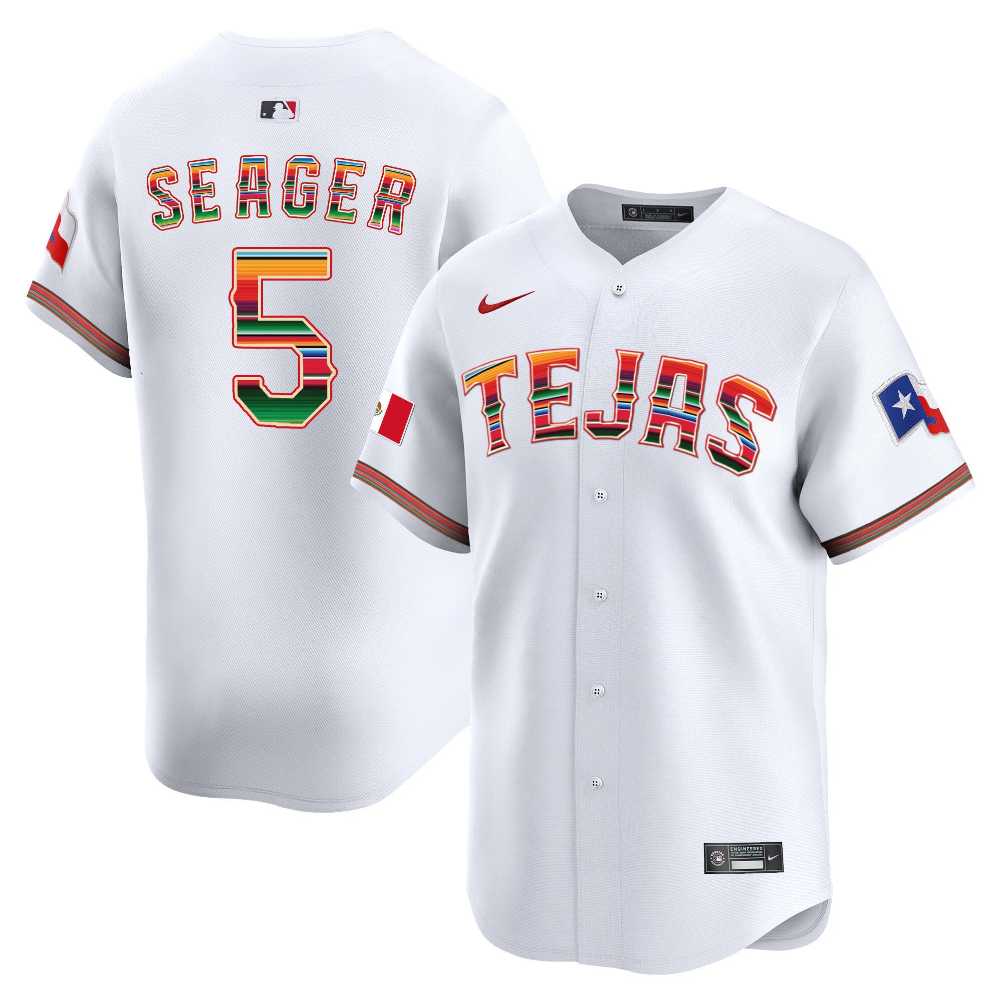 Men's Texas Rangers Mexico Vapor Premier Limited Jersey V2 - All Stitched - White, Corey Seager