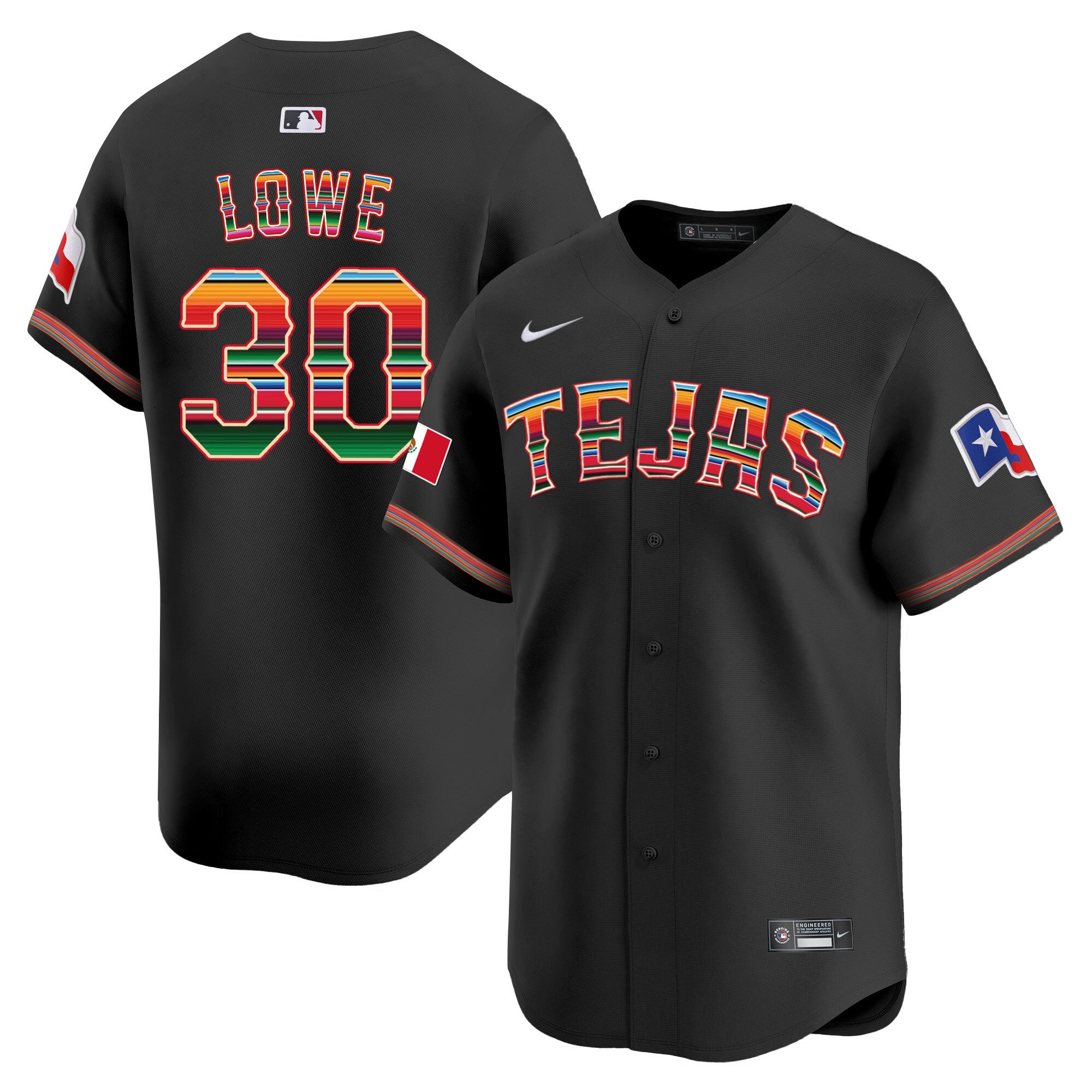 Men's Texas Rangers Mexico Vapor Premier Limited Jersey V2 - All Stitched - Black, Nathaniel Lowe